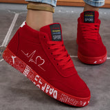 Women Canvas Shoes Valentine Red Love Sneakers