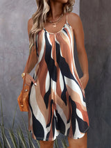 PrintFlare™ – Abstract Strap Summer Romper (Boho, Printed & Easygoing)