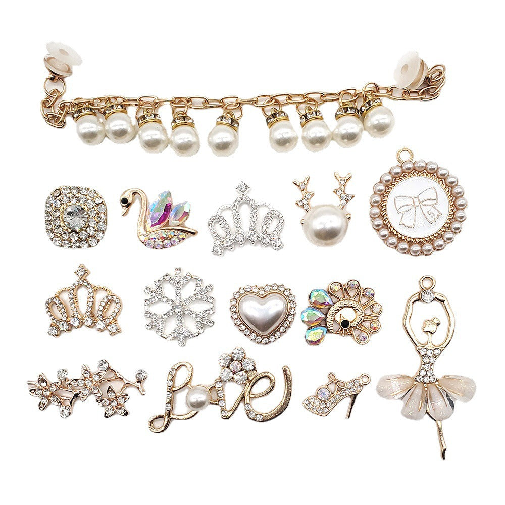 Women Bling Shoe Charms Crystal Chain Jewelry