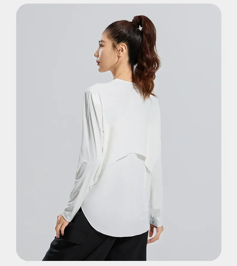 Women Loose Fit Yoga Cover Up Shirt