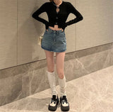 CuteGlow™ – Korean High Waist Mini Skirt (Slim Fit, Vintage Street)