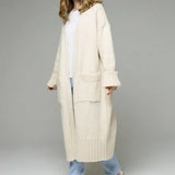 Women Long Pocket Knit Cardigan