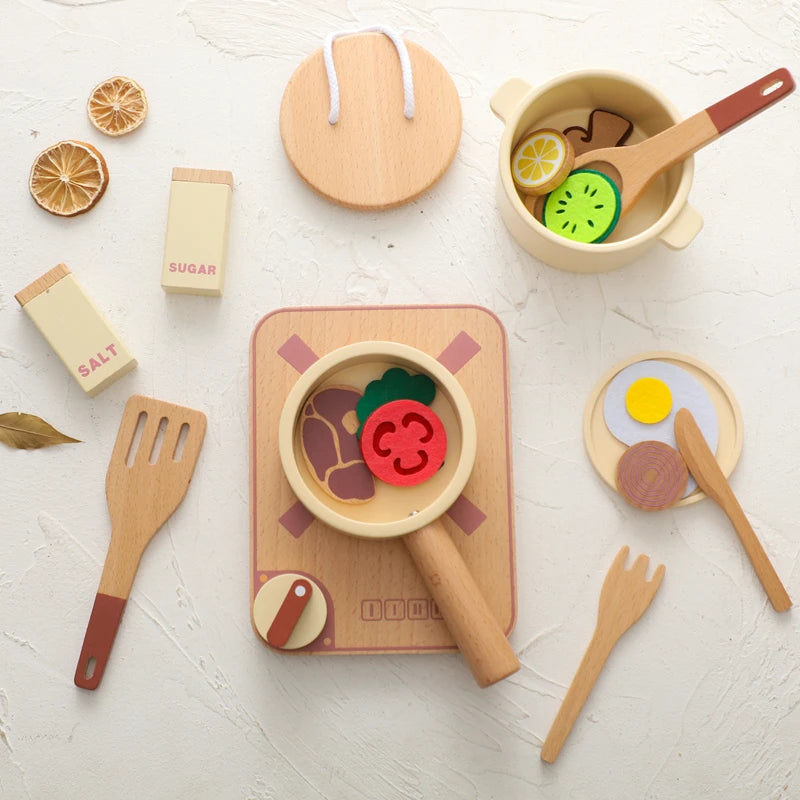 Wooden Kids Play Kitchen Set