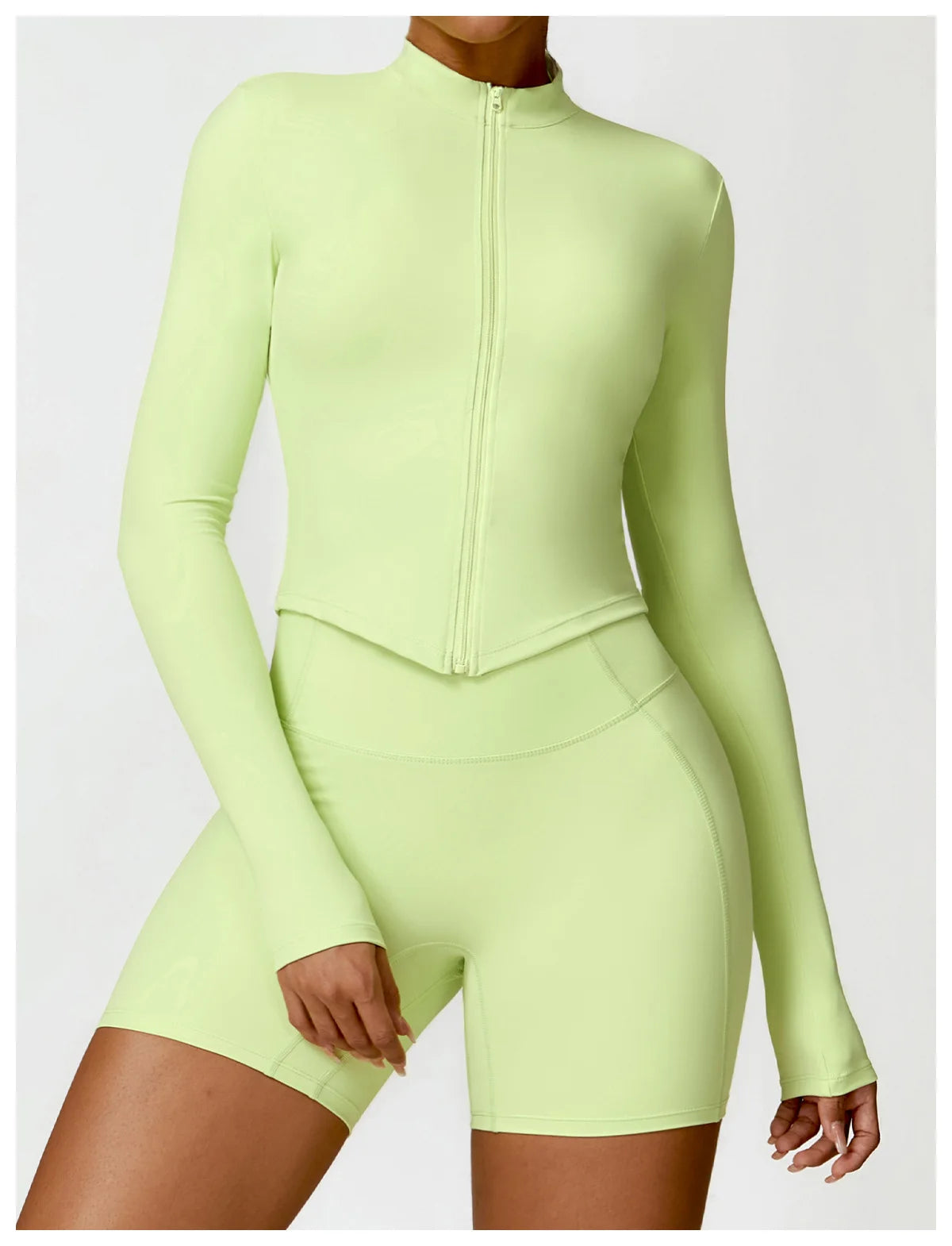 Women's Zip Long Sleeve Yoga Jacket – Gym Push-Up Sportswear Top
