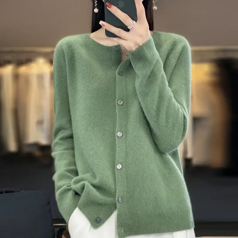 Women Merino Wool Cashmere Cardigan