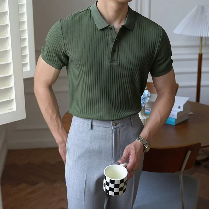 Men Stripe Polo Shirt