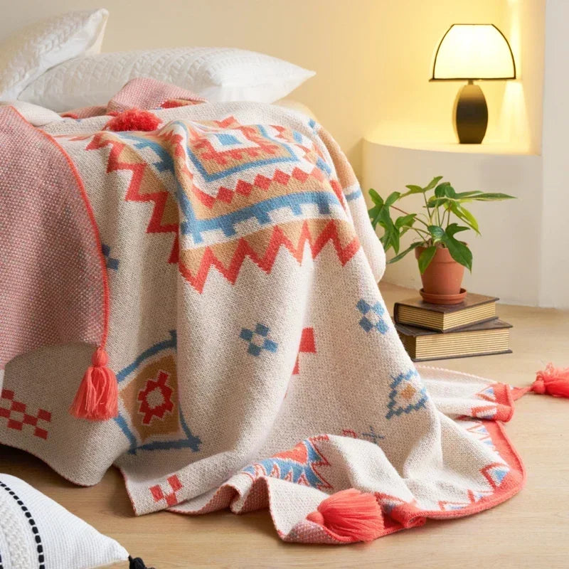 Bohemian Knit Sofa Blanket