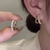 Women’s 14K Gold Zircon Pearl Earrings