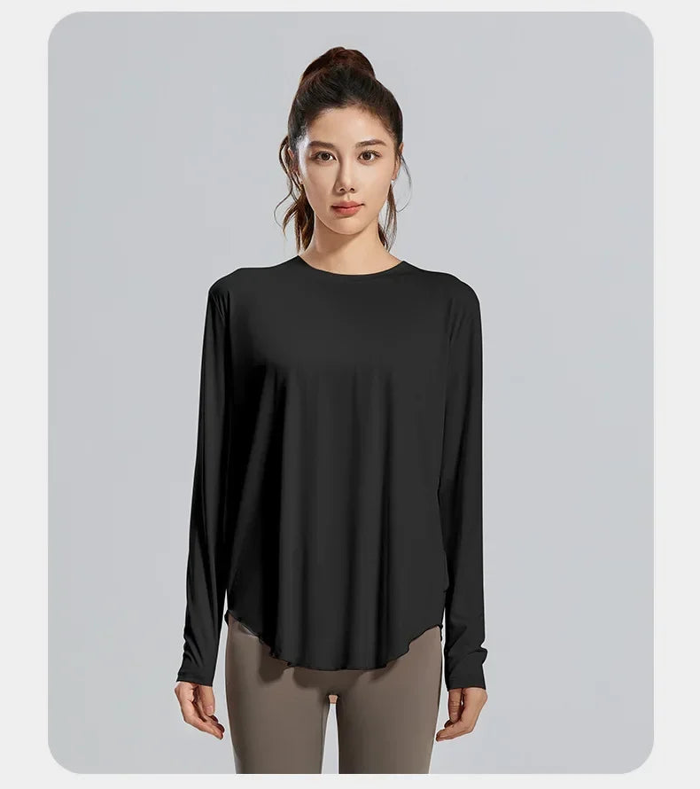 Women Loose Fit Yoga Cover Up Shirt