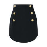 Women Slim Fit Button Back Mini Skirt
