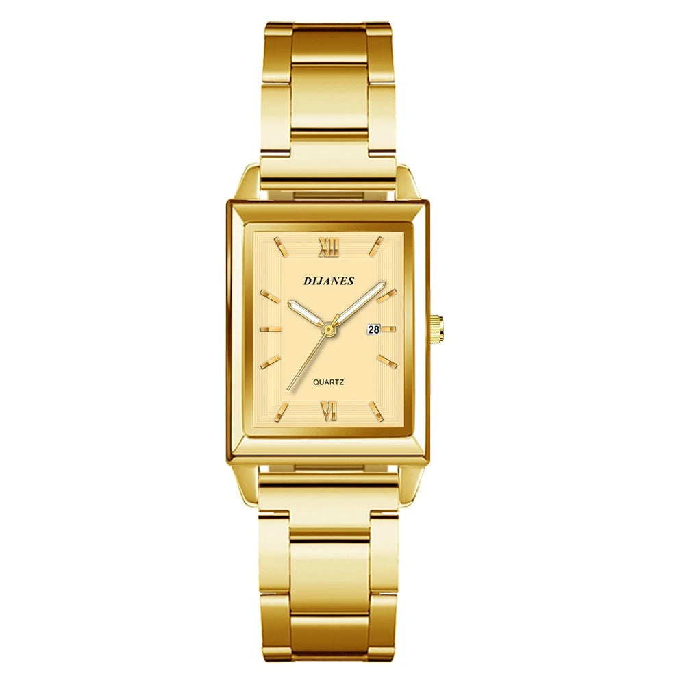 Luxury Square Gold Quartz Couple Watches