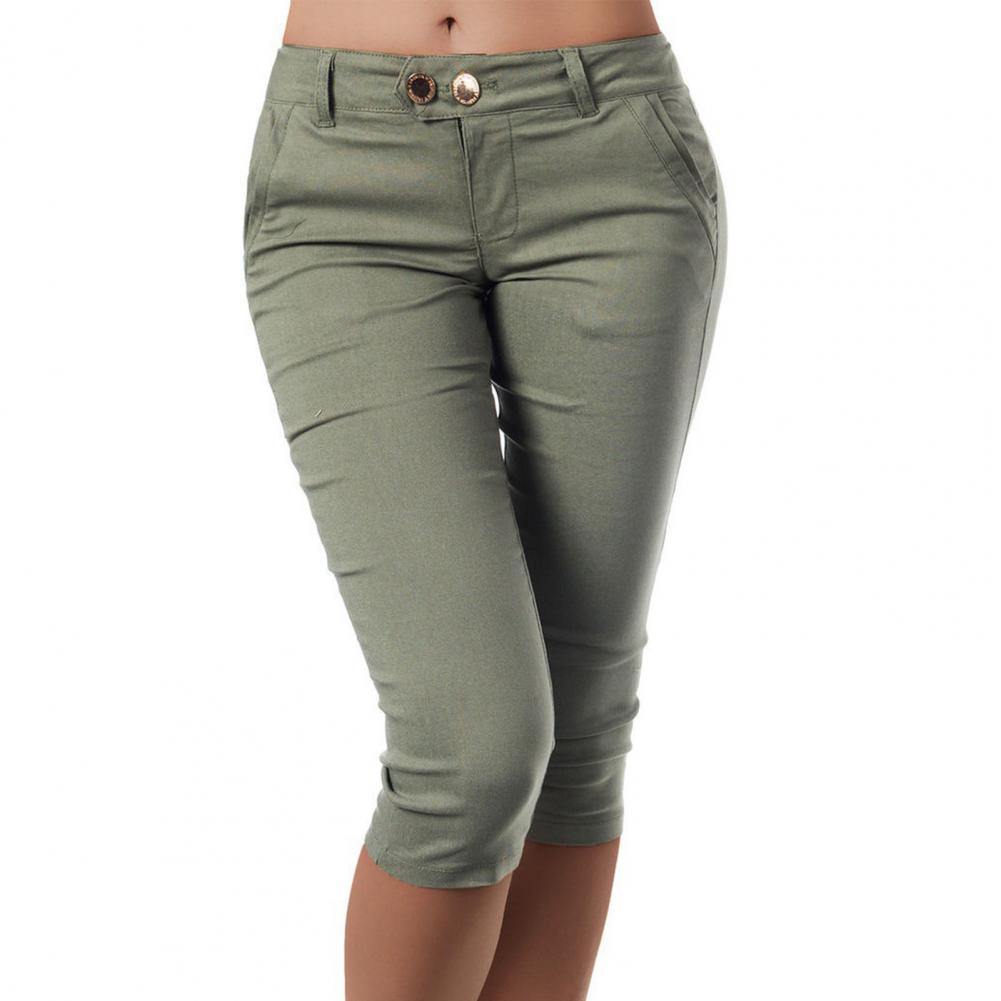 Women Mid Waist Slim Fit Capri Leggings