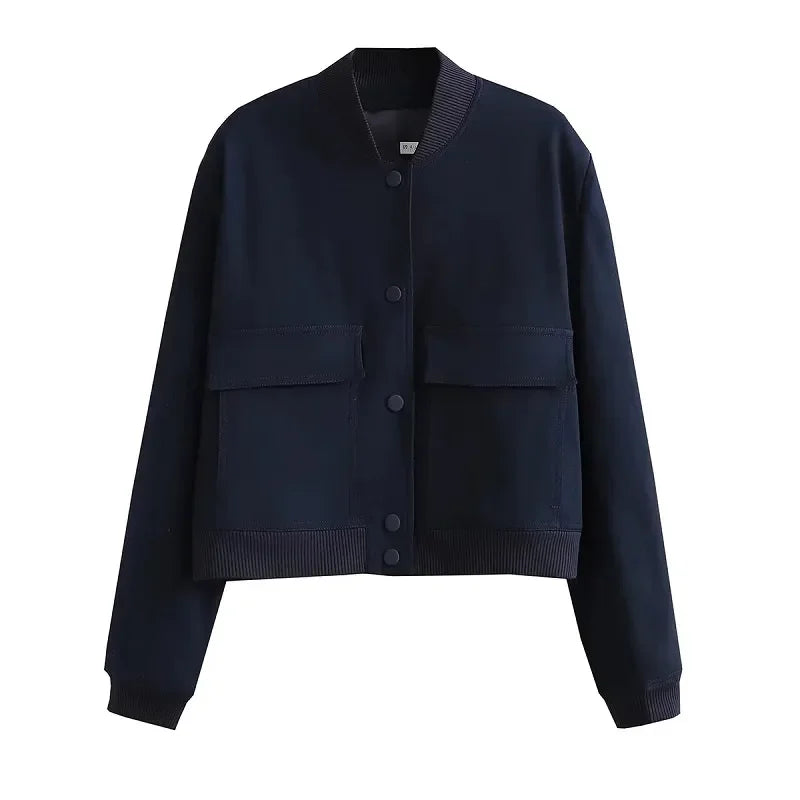 White Cropped Women's Bomber Jacket – Baseball Aviator Coat