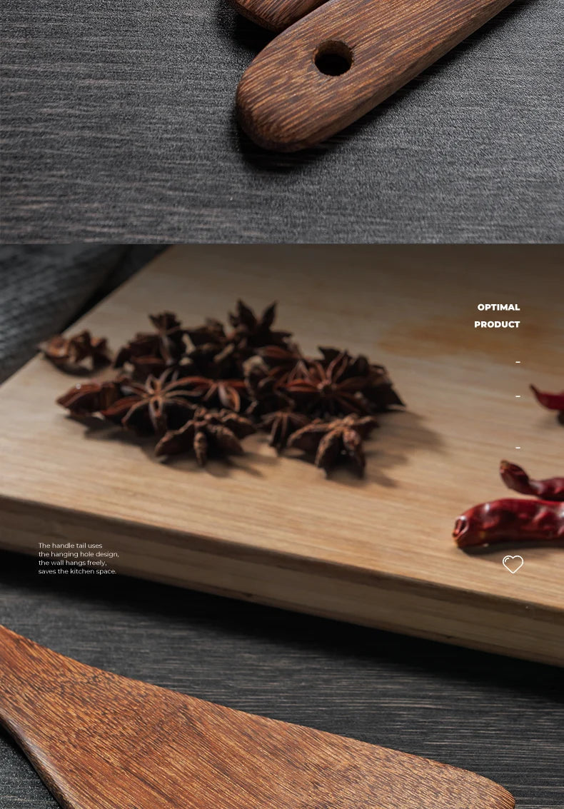 Wooden Handle Non-Stick Kitchen Utensil Set