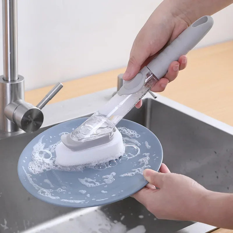 2-in-1 Kitchen Cleaning Brush with Sponge Dispenser
