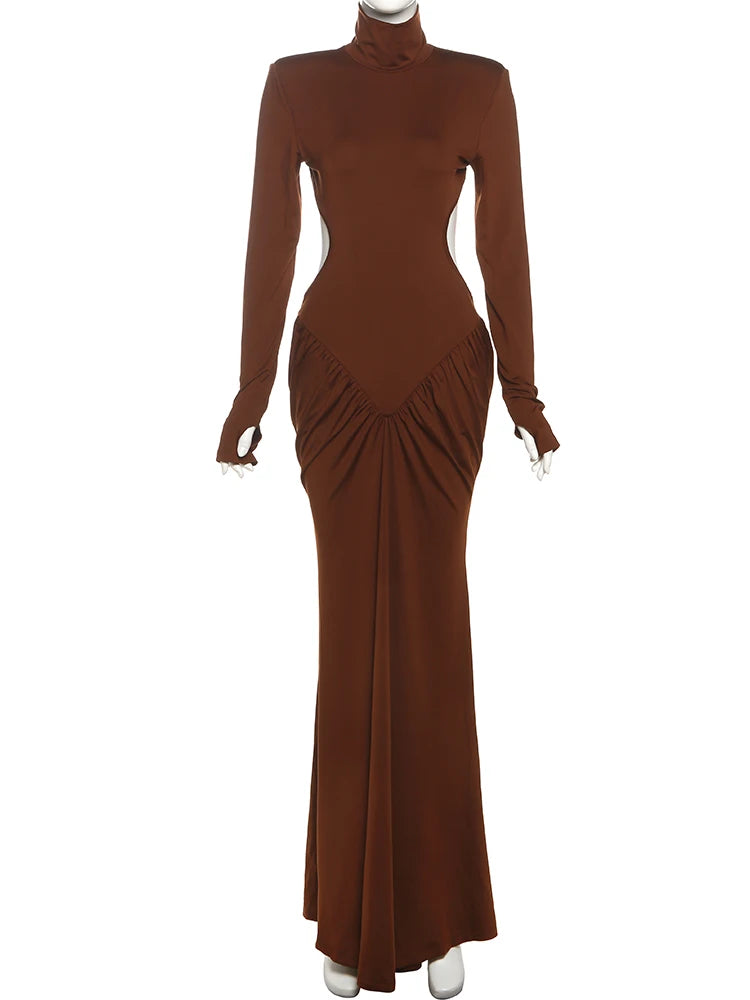 Women's Backless Ruched Maxi Dress
