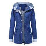 Purple Hooded Waterproof Women's Jacket – Spring Office Outerwear