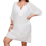 Women White Sleeveless A-Line Dress