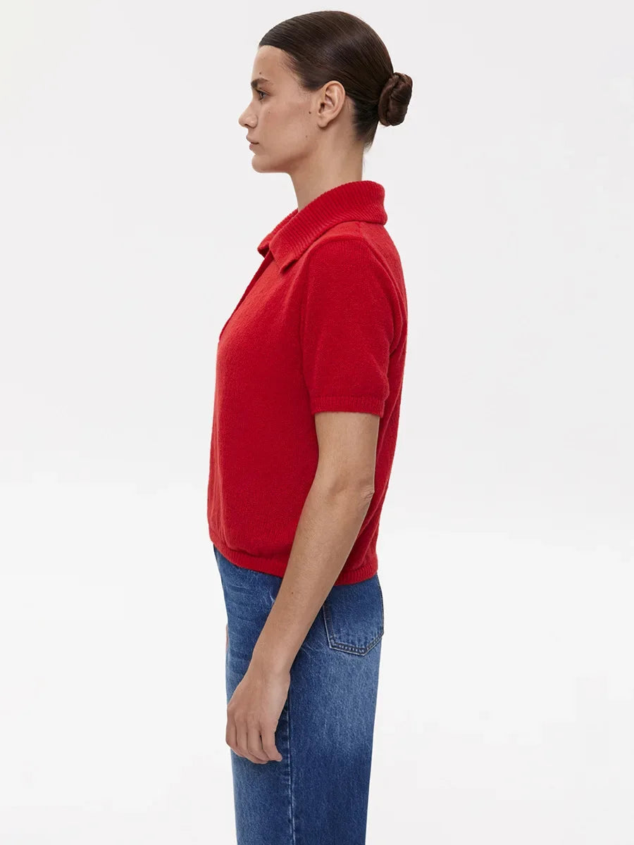 Women's Polo Collar Hollow Knit Sweater