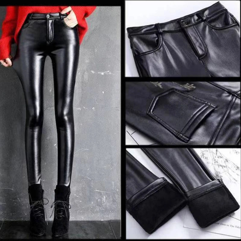 Women Winter Leather Leggings