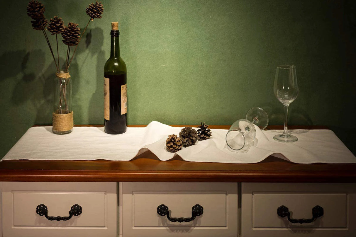 Cotton Sage Green Table Runner