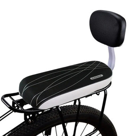Saddle for children's safety on bike, featuring removable seat and backrest for comfort during rides.