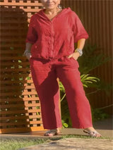 Plus Size Women's Suit – Cotton Hemp Hoodie & Pants