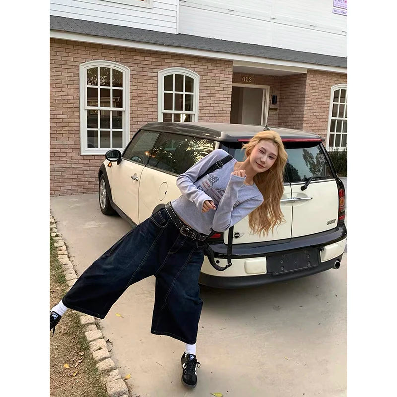 HarajukuWide™ – Baggy Retro Y2K Jeans (High Waist, 2000s Style)