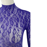 Women Lace Fishnet Long Sleeve Jumpsuit