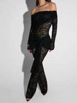 LaceReign™ – See-Through Party Jumpsuit (Seductive, Sheer & Chic)