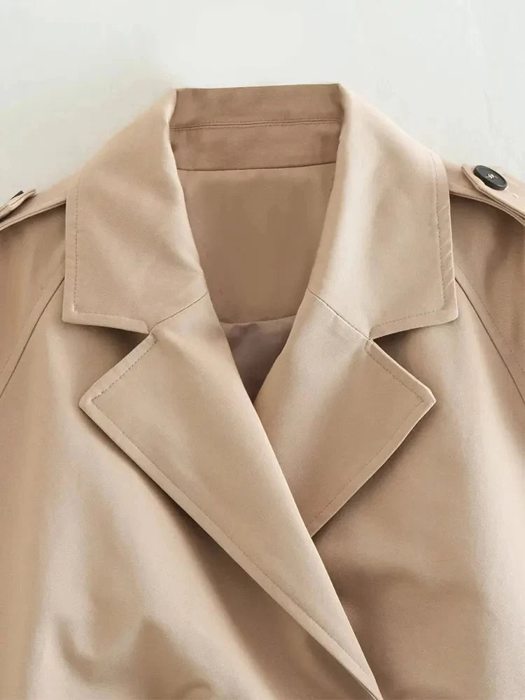 Vintage Cropped Belted Double Breasted Jacket