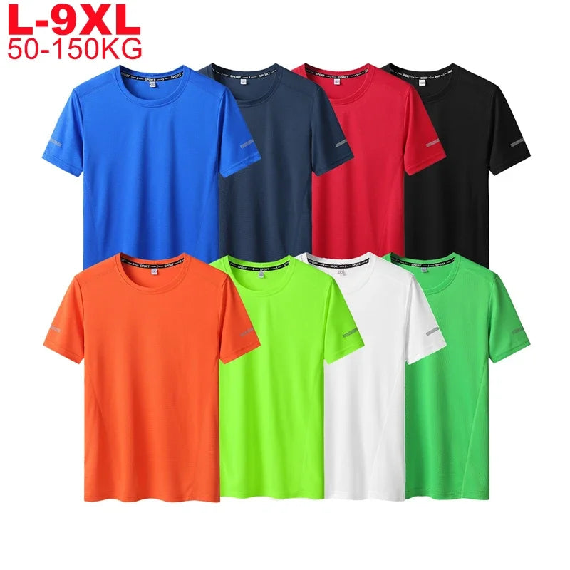 Men Plus Size Quick Dry T-Shirt 6XL-9XL