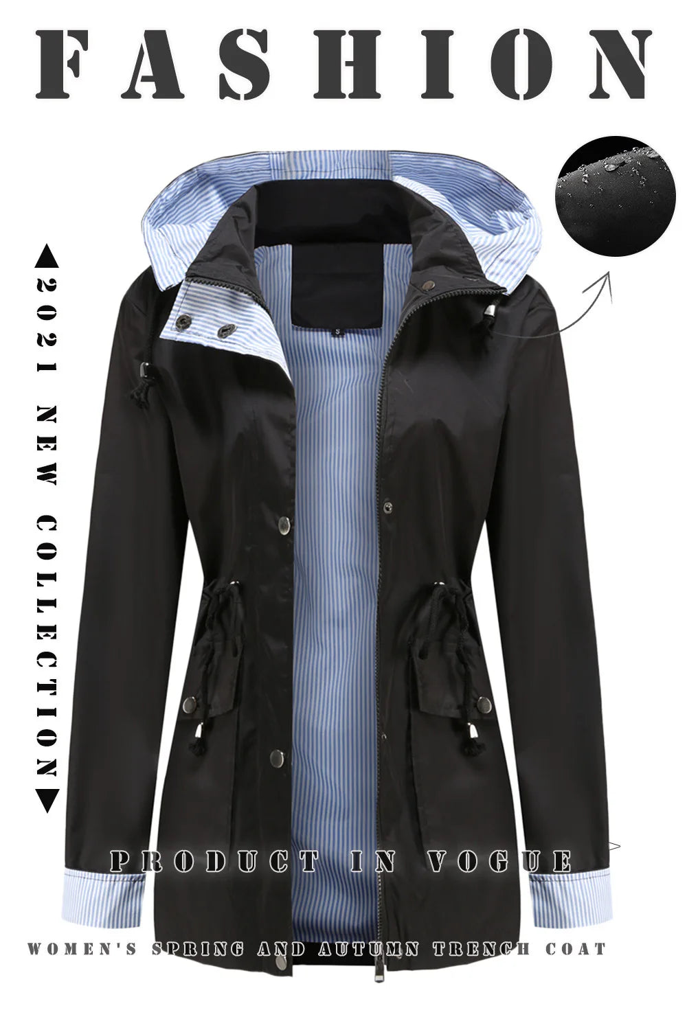 Purple Hooded Waterproof Women's Jacket – Spring Office Outerwear