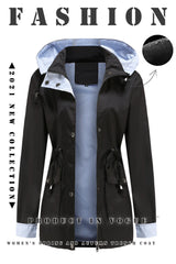 Purple Hooded Waterproof Women's Jacket – Spring Office Outerwear