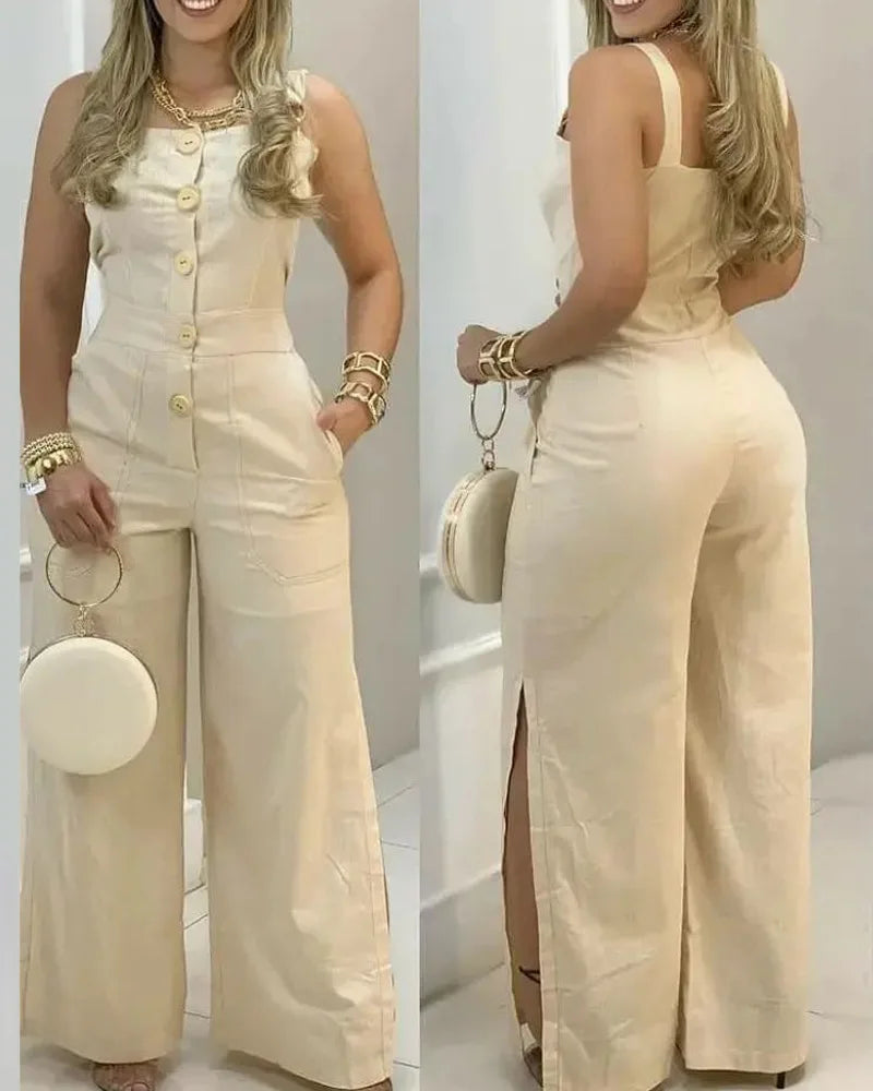 Breeza™ – Square Neck Pocket Summer Jumpsuit (Functional, Minimal & Comfy)