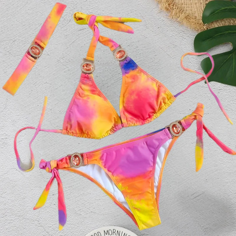 Rhinestone Push-Up Bikini
