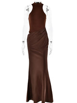 Luxe Satin Cutout Maxi Dress
