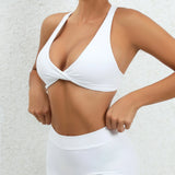 Women Twist Front Cross Back Sports Bra