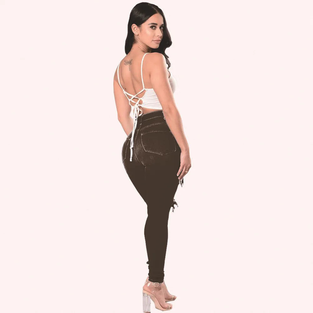 Women Ripped High Waist Jeans