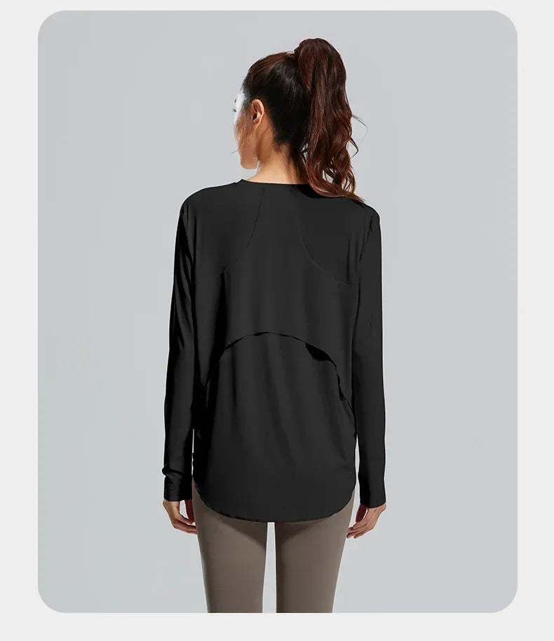 Women Loose Fit Yoga Cover Up Shirt
