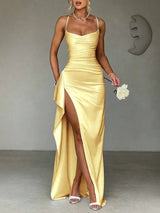 Midnight Satin Slip Gown