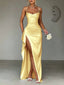 Midnight Satin Slip Gown
