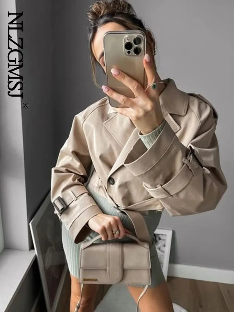 Vintage Cropped Belted Double Breasted Jacket