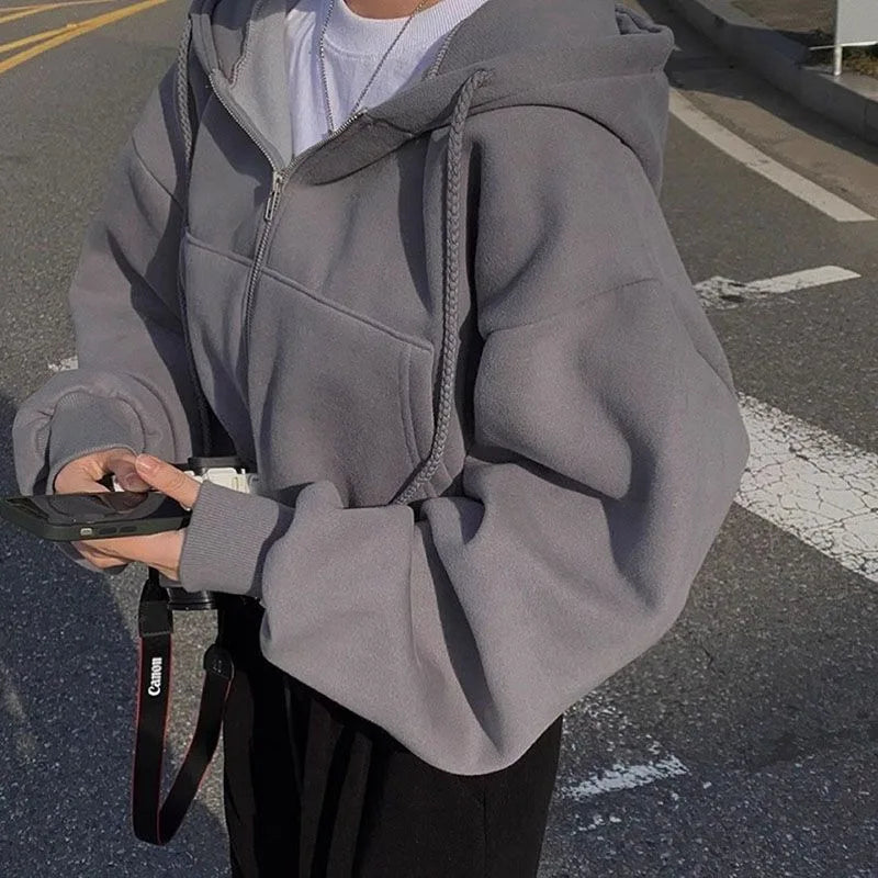 Women's Y2K Cropped Zip Hoodie