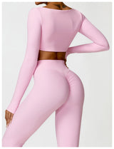 Women's Long Sleeve Yoga Shirt – Gym Push-Up Fitness Top