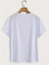Women Lips Print T-Shirt Short Sleeve Casual Tee