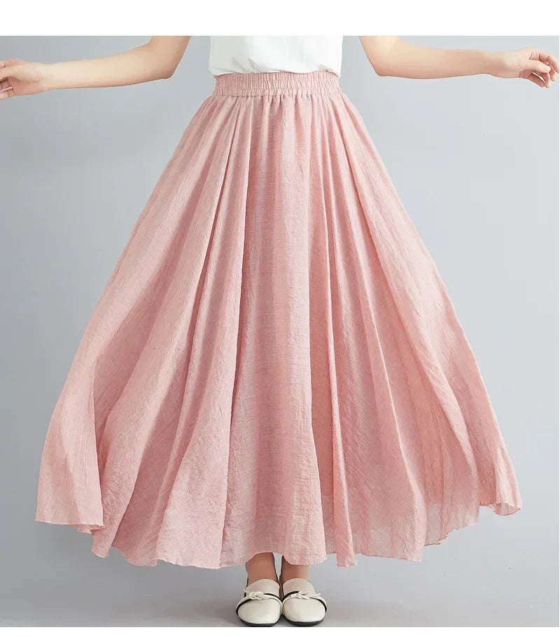 Women Linen Maxi Skirt