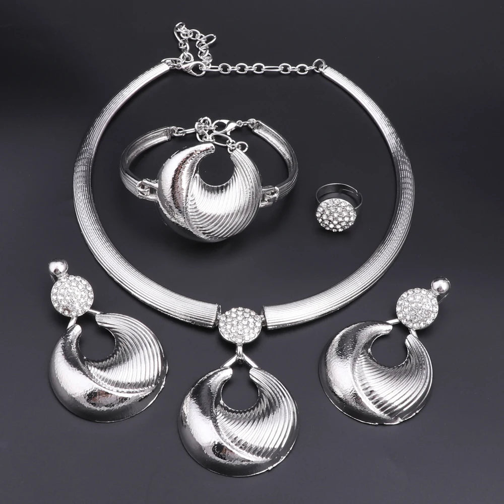 Dubai Silver Plated Luxury Jewelry Set