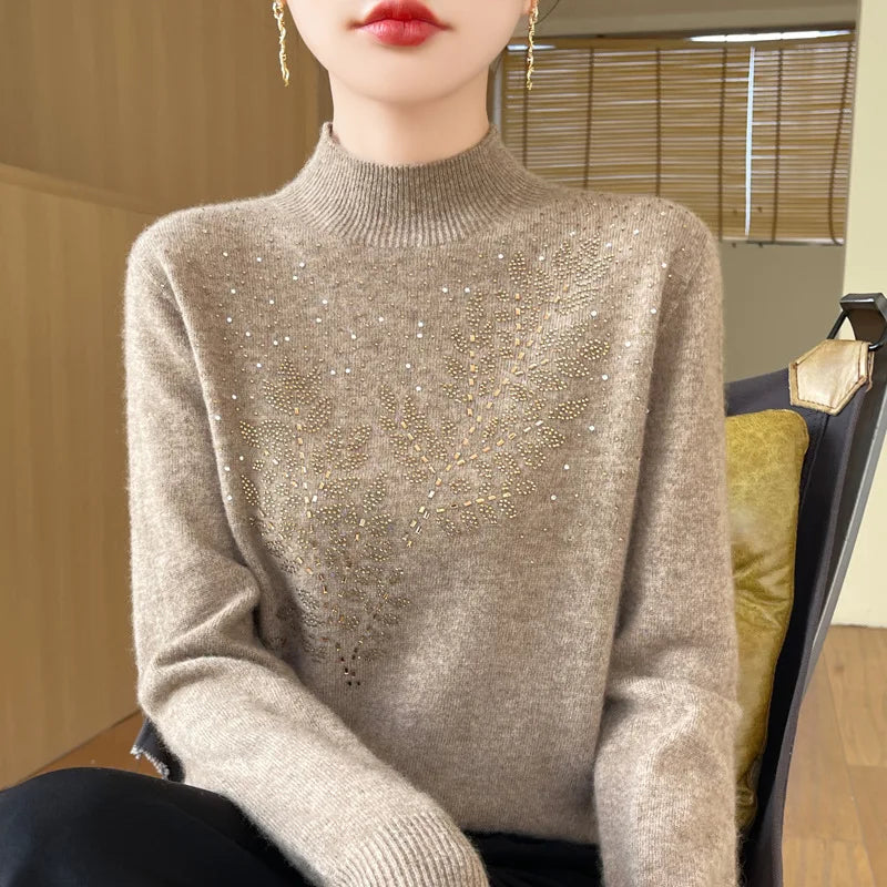 Women Beaded Winter Sweater