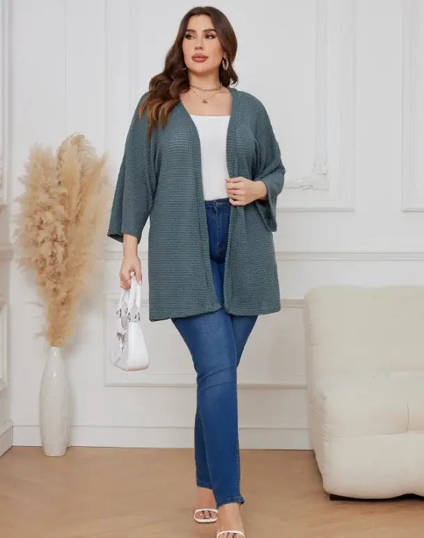 Women Oversized Waffle Knit Cardigan